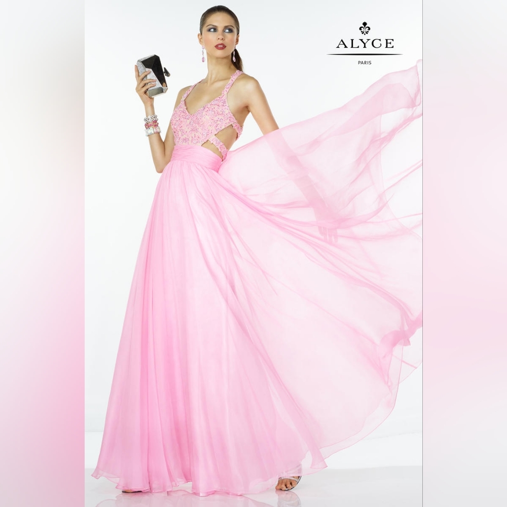 Alyce Paris Lace Sequins Chiffon Pink Size 4 Formal Dress